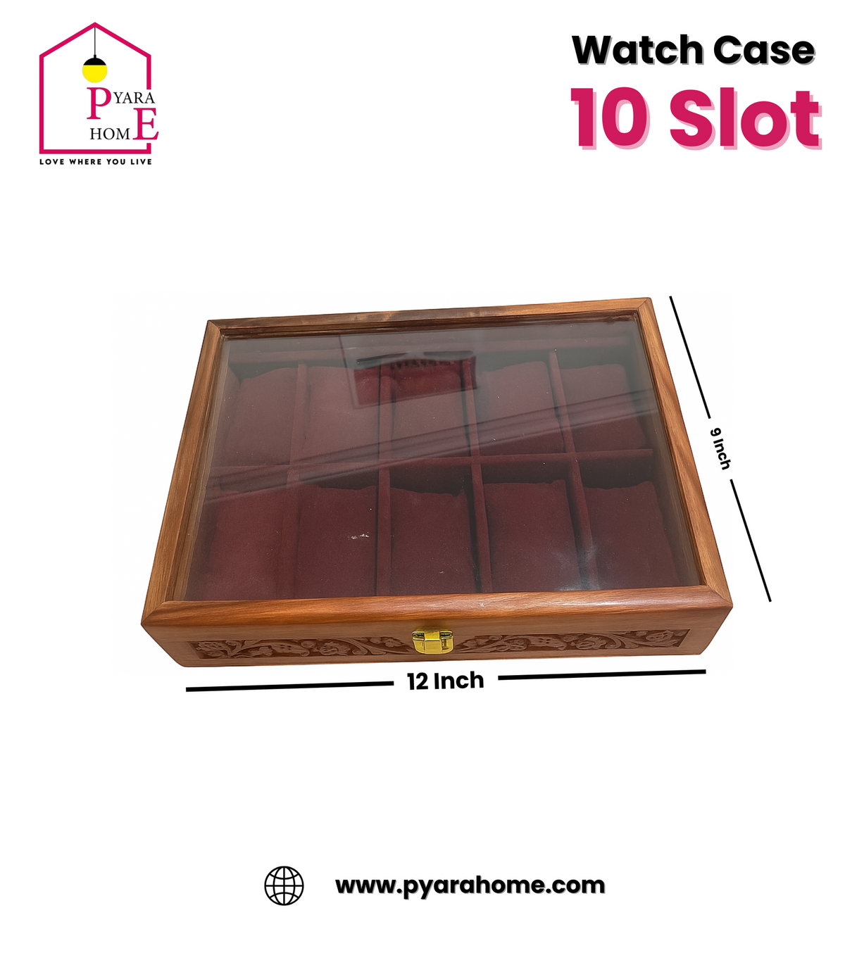 Classic Carved Watch Case – 10 Slot