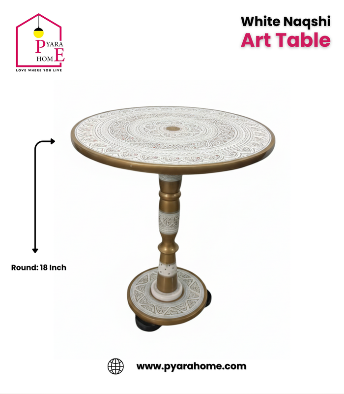 White Naqshi Art Table