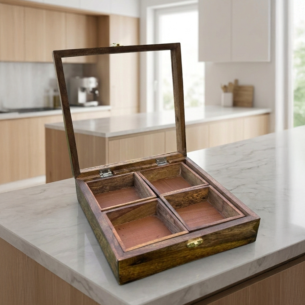 Wooden Spice Box – 4 Slot