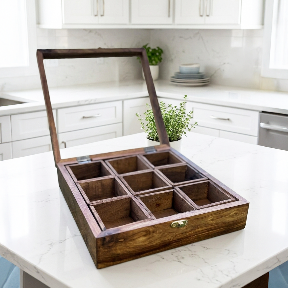 Wooden Spice Box – 9 Slot