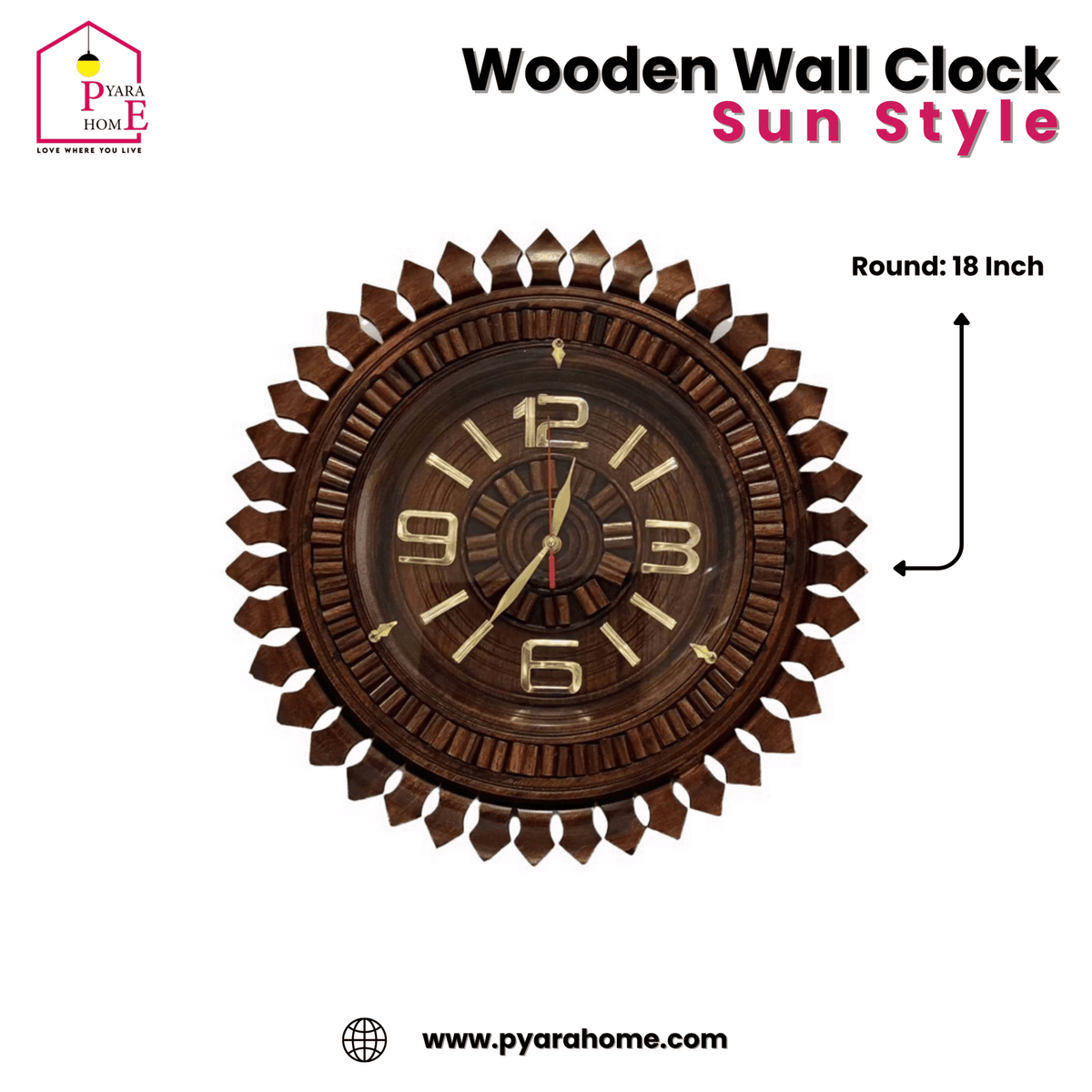 Wall Clock Sun Style