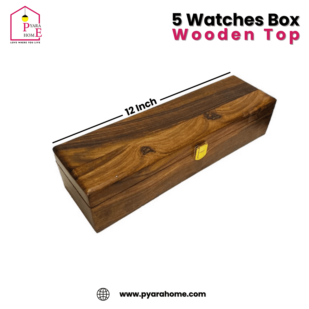 Elegant 5-Slot Watch Box with Polished Top