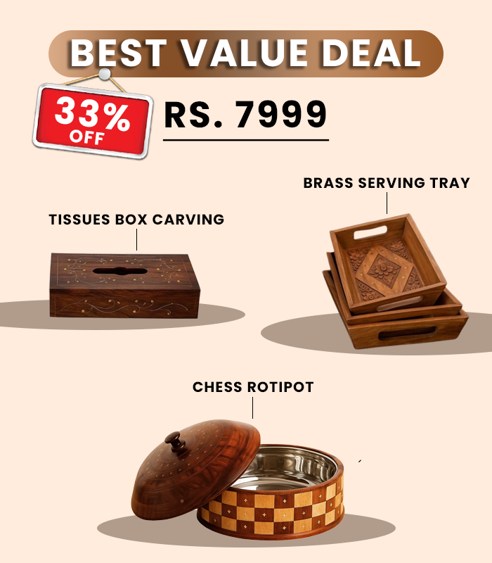 Best Value Deal (Brass Tray, Chess Rotipot, Tissues Box)