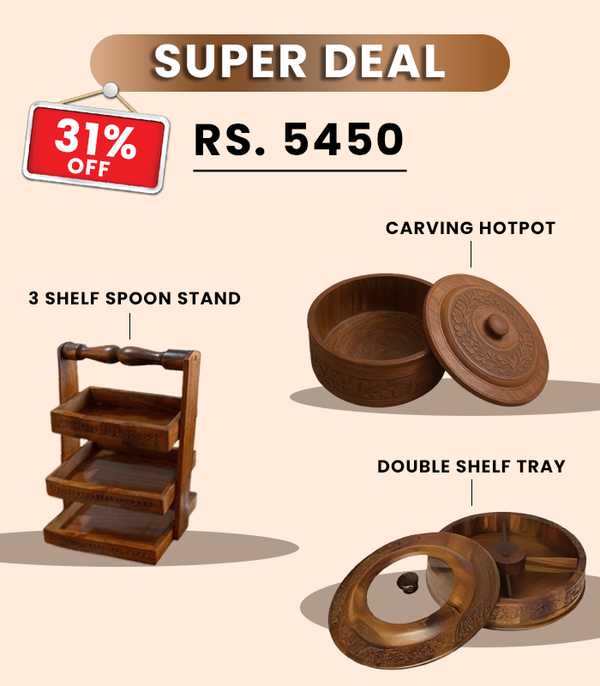 Super Deal ( Carving Hotpot, Shelf Spoon Stand, Dry Fruit Pot)