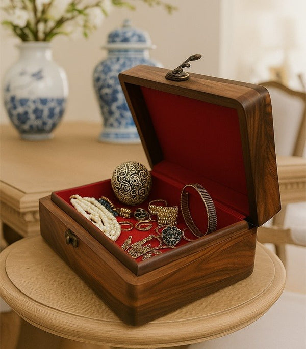 Floral Carved Wooden Jewelry Box