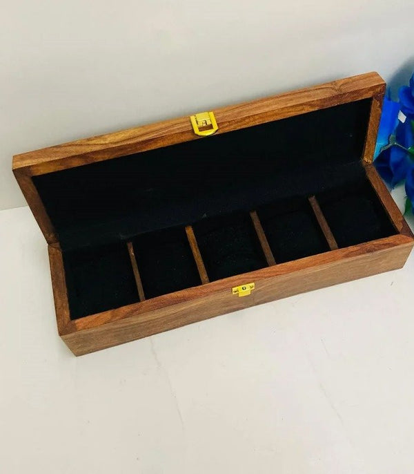 Elegant 5-Slot Watch Box with Polished Top