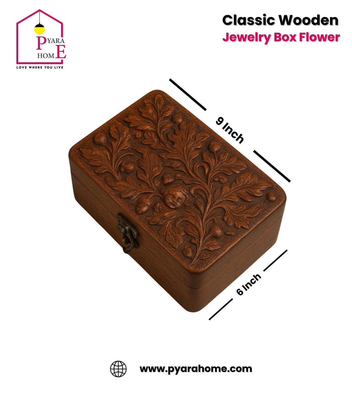 Classic Wooden Jewelry Box Flower