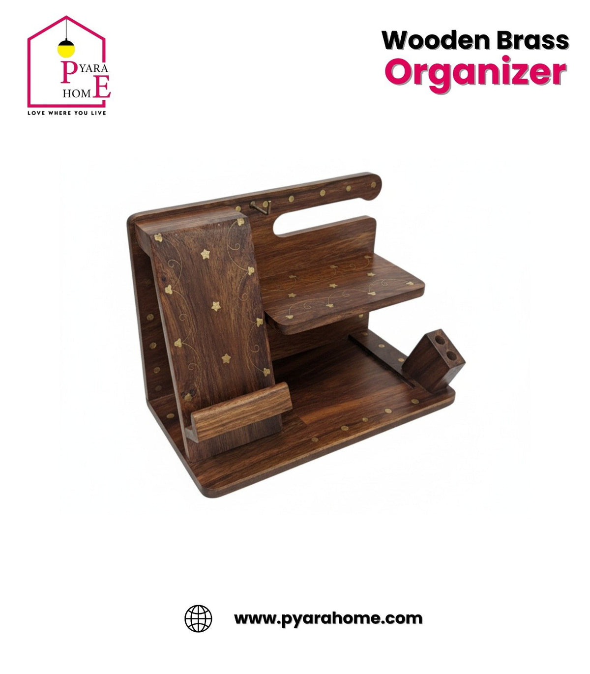 Wooden & Brass Organizer