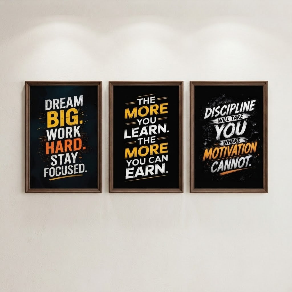 Set of 3 Premium Wall Art Photo Tiles – Home Decor Accessory Designed For Interior Styling And Daily Living Space Routine - Size: 8x11