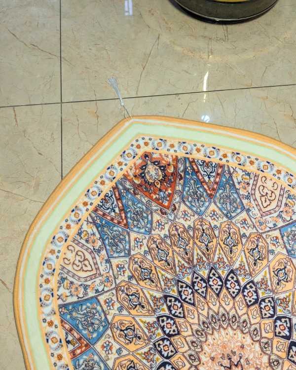 Golden Sunburst Persian Mandala Velvet Prayer Mat Janamaz (70x115 cm)