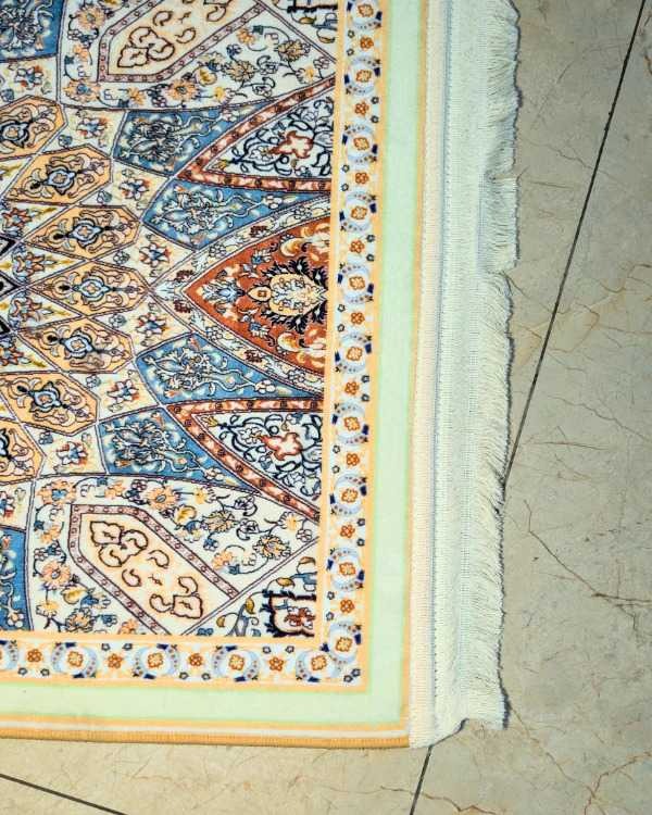 Golden Sunburst Persian Mandala Velvet Prayer Mat Janamaz (70x115 cm)