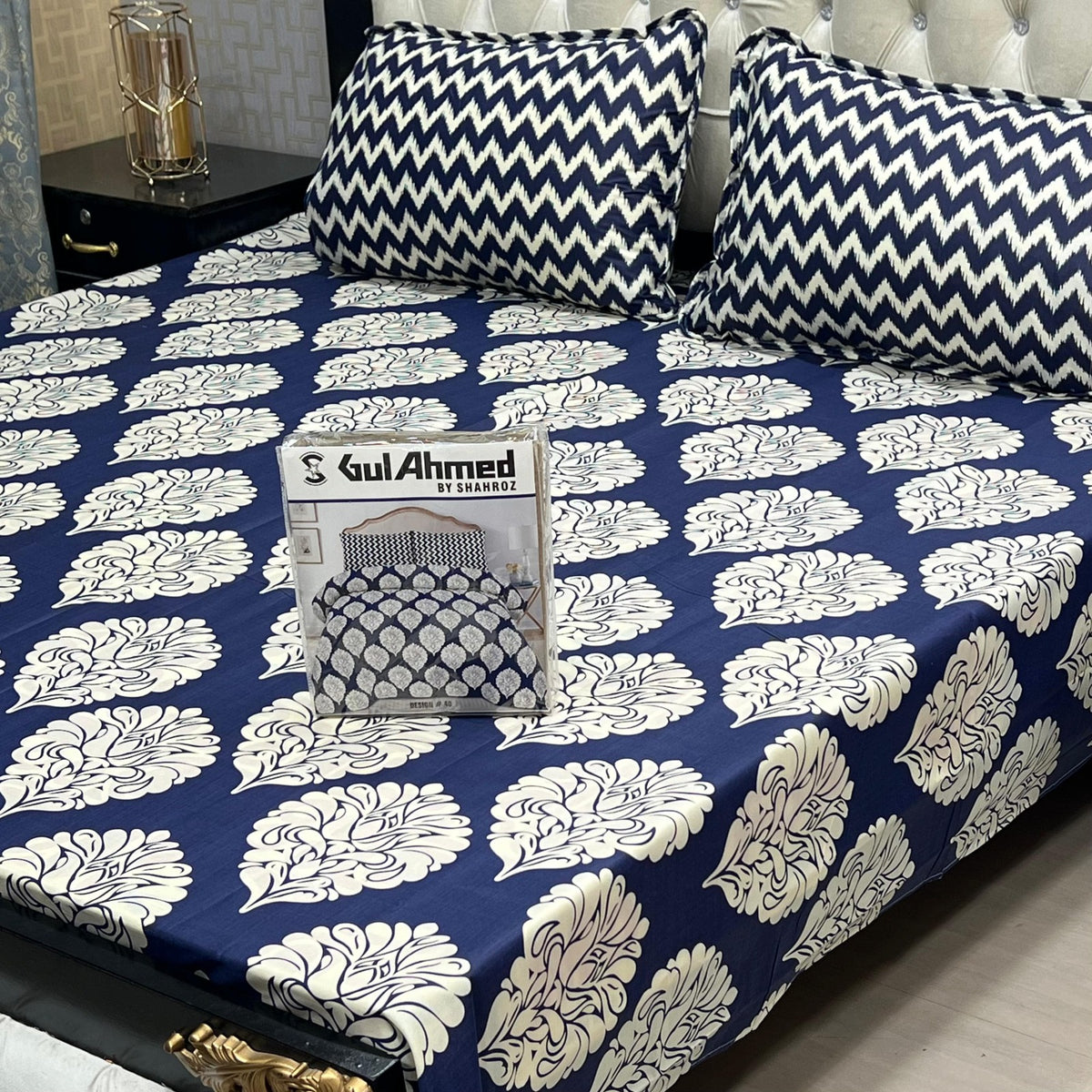 Gift Pack Bedsheet*Gul Ahmad Most Demanding Collection Cotton Mix Bedsheets Full Printed 3pc 1 Sheet 2 Pillow Covers Fabric = Cotton Mix Size = King Size 92/94