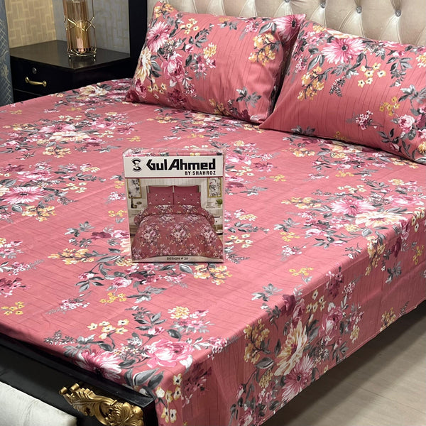 Gift Pack Bedsheet*Gul Ahmad Most Demanding Collection Cotton Mix Bedsheets Full Printed 3pc 1 Sheet 2 Pillow Covers Fabric = Cotton Mix Size = King Size 92/94