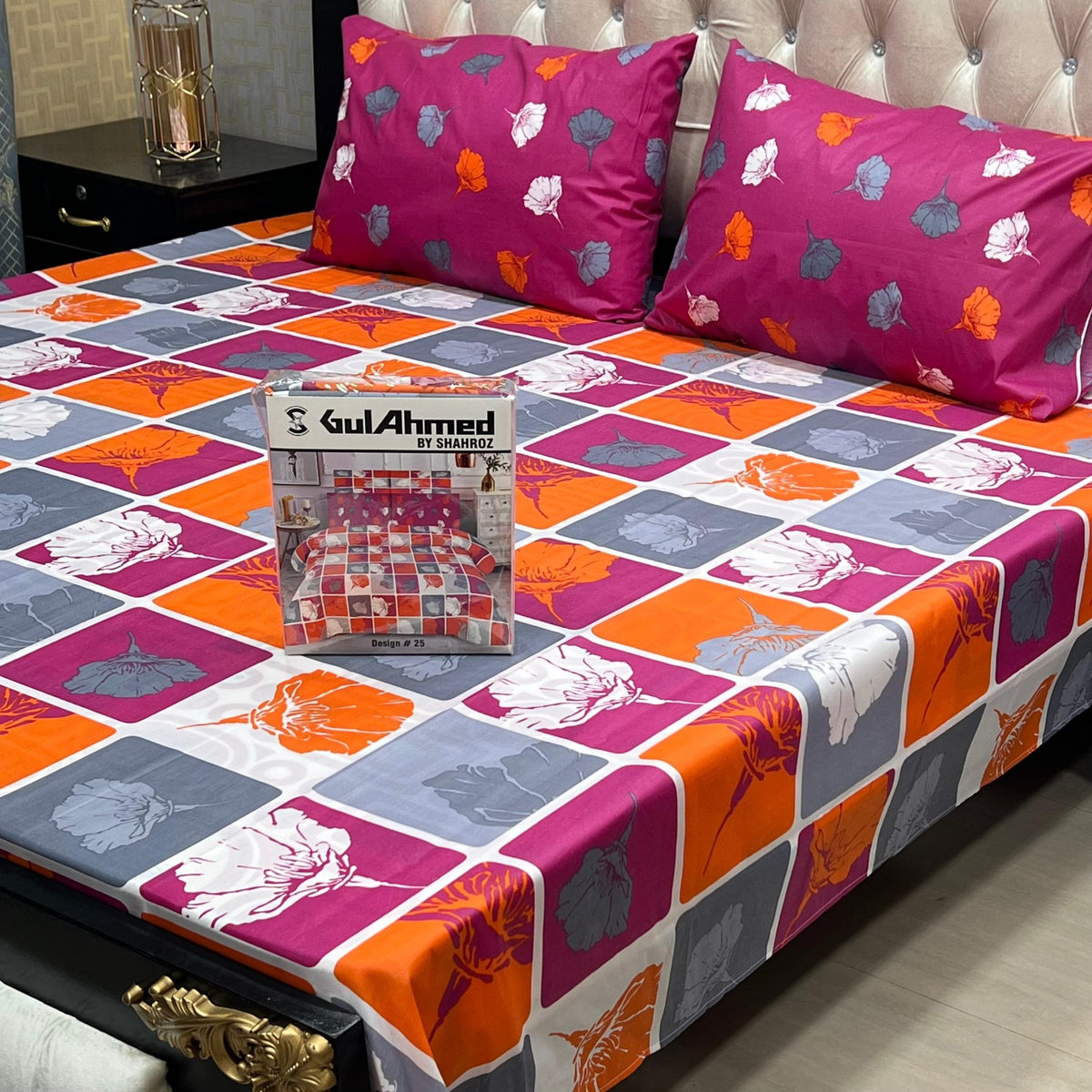 Gift Pack Bedsheet*Gul Ahmad Most Demanding Collection Cotton Mix Bedsheets Full Printed 3pc 1 Sheet 2 Pillow Covers Fabric = Cotton Mix Size = King Size 92/94