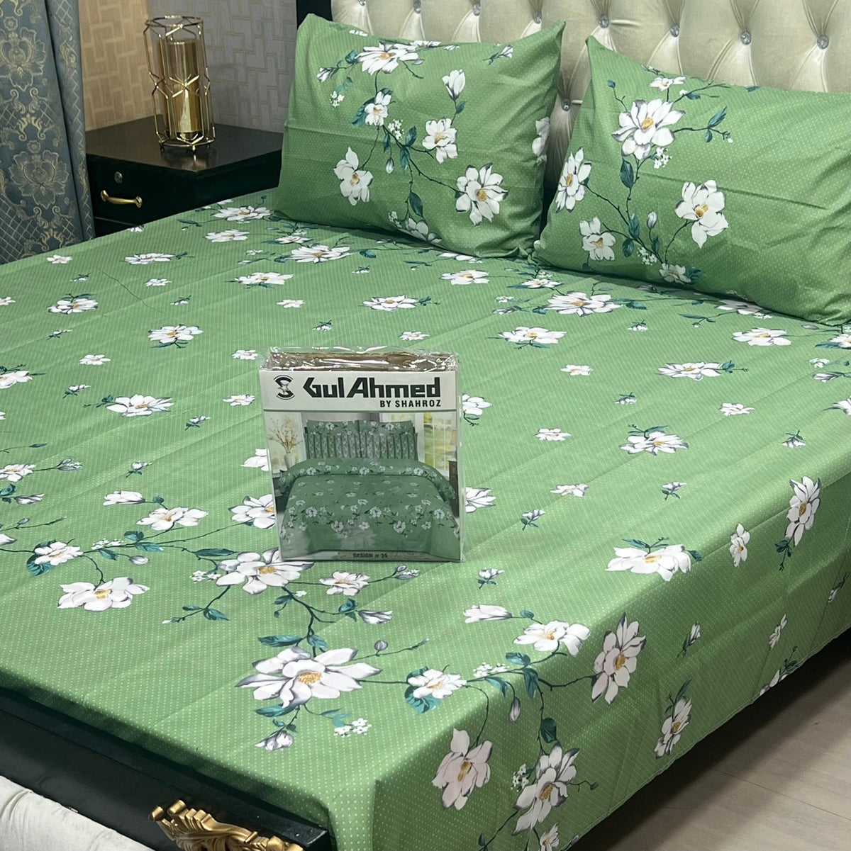 Gift Pack Bedsheet*Gul Ahmad Most Demanding Collection Cotton Mix Bedsheets Full Printed 3pc 1 Sheet 2 Pillow Covers Fabric = Cotton Mix Size = King Size 92/94