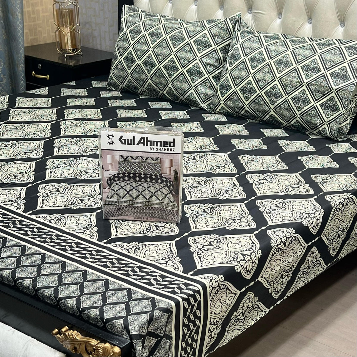 Gift Pack Bedsheet*Gul Ahmad Most Demanding Collection Cotton Mix Bedsheets Full Printed 3pc 1 Sheet 2 Pillow Covers Fabric = Cotton Mix Size = King Size 92/94