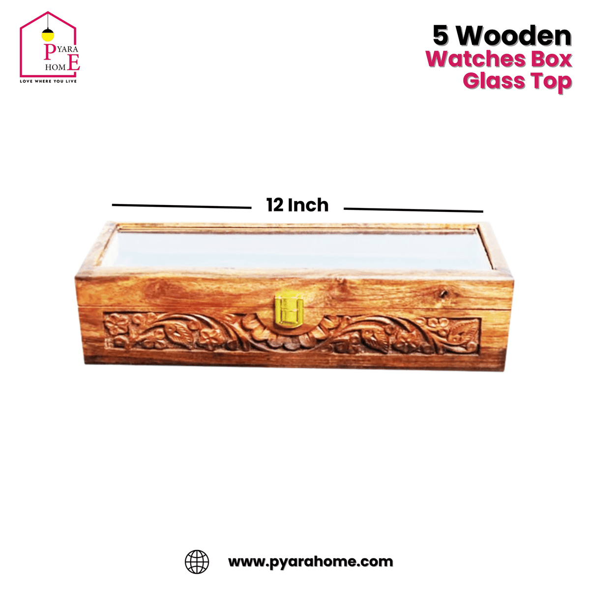 Luxury 5 Wooden Watch Box Glass Top