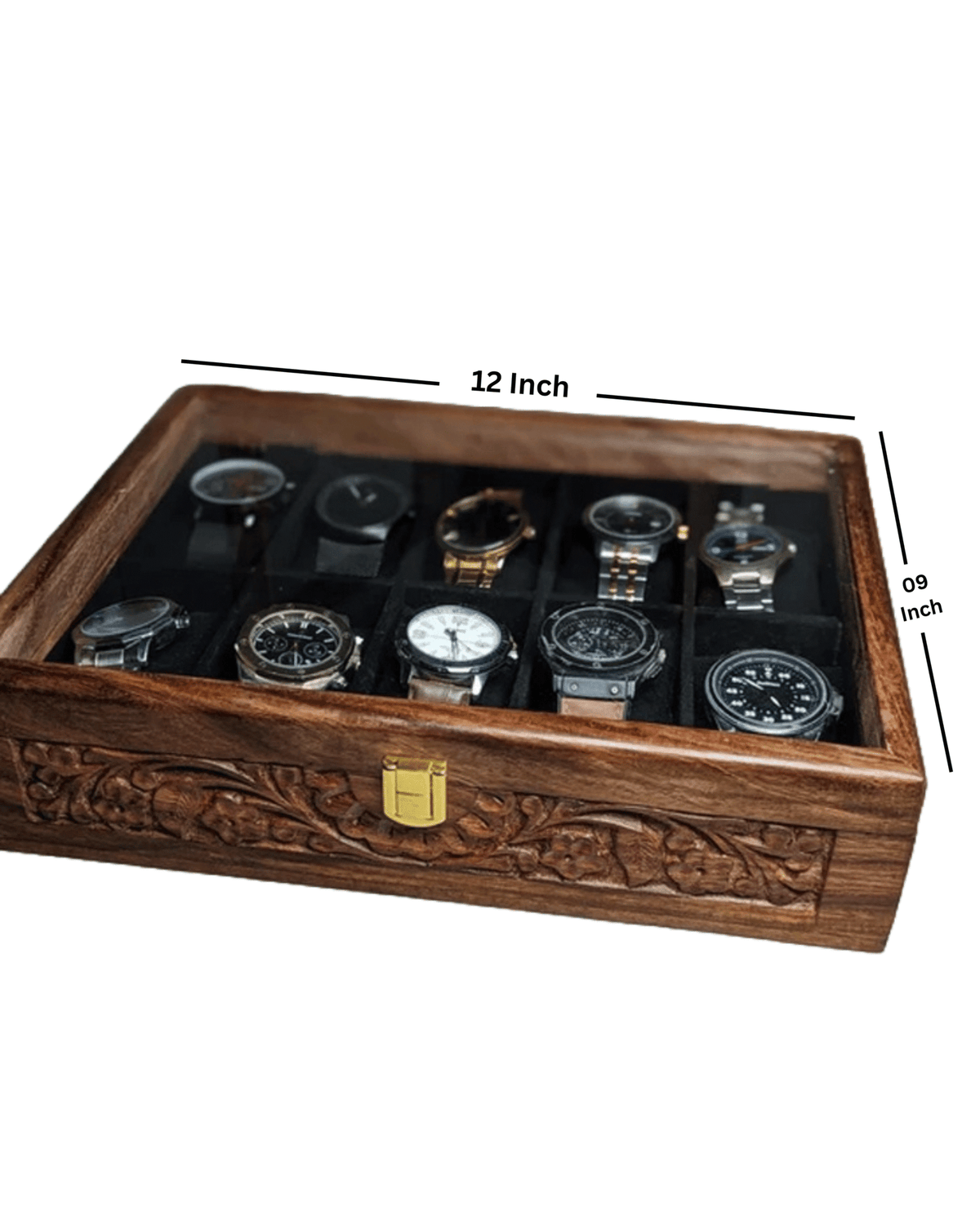 Classic Carved Watch Case – 10 Slot