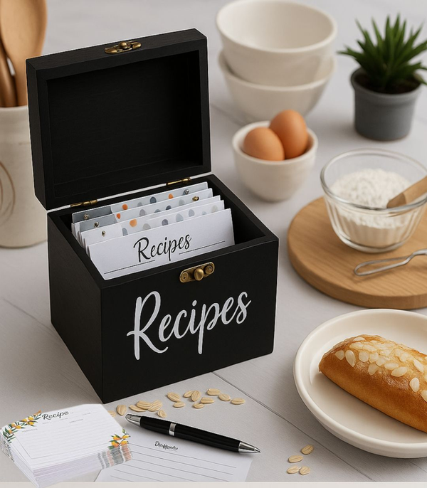 Wooden Recipes Box (Black) ⚫