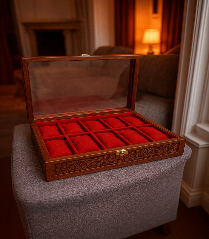 Classic Carved Watch Case – 10 Slot