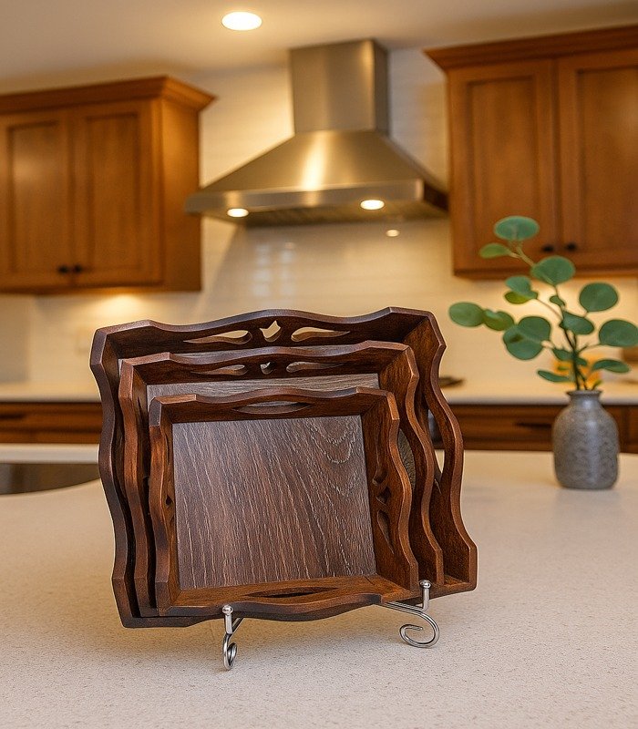 3Pc Square Tray Set